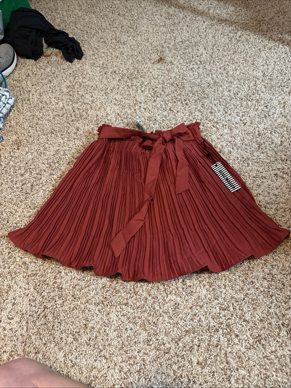 Women's Rust Pleated Tie-Waist Skirt - Haute Monde - Size L